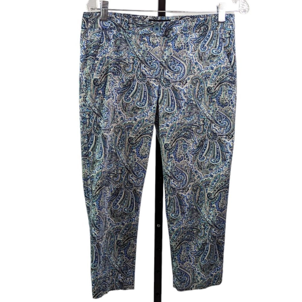 TALBOTS PETITES MODERN FIT Cotton Stretch Capri Pants Paisley Size 6 Petite